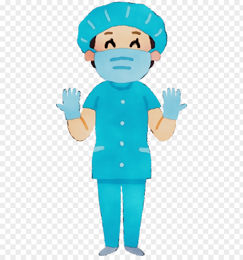 Cartoon Finger Gesture Physician Scrubs PNG