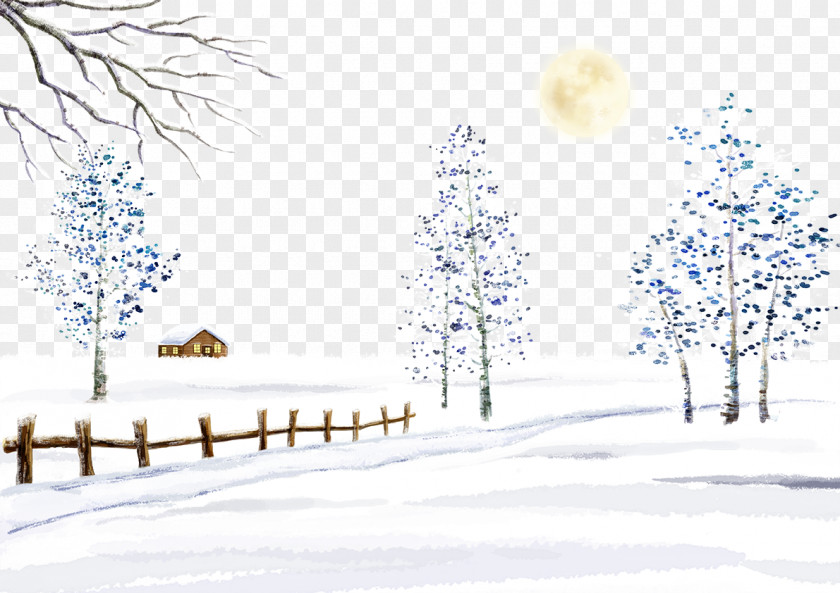 Snow Fences And Trees Daxue Winter Cartoon PNG