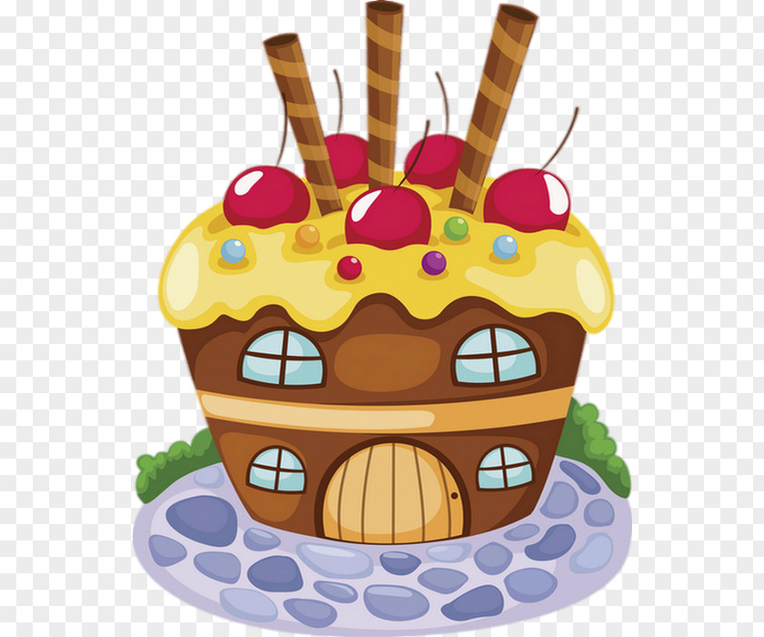 Cake Cupcake Illustration Drawing Gingerbread House Cartoon PNG