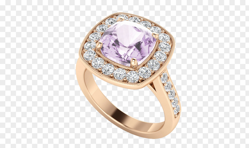 Pink Halo Amethyst Gold Ring Peridot Diamond PNG