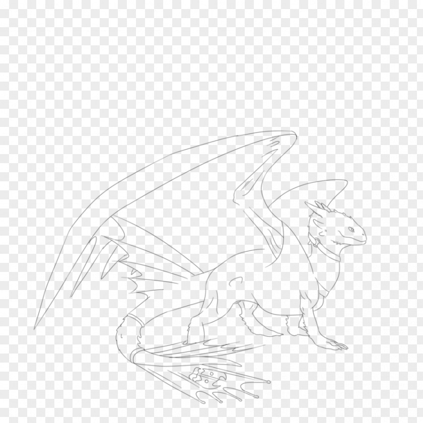 Toothless Drawing Monochrome Line Art Sketch PNG