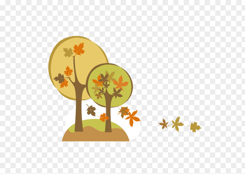 Autumn Leaves Vector Line Tree Map PNG