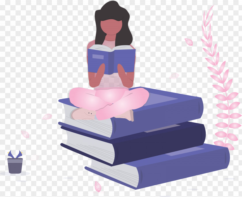 Girl Book Reading PNG