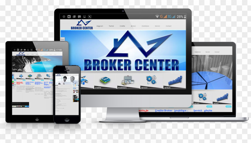 Broker Center Multimedia Smartphone Web Design PNG