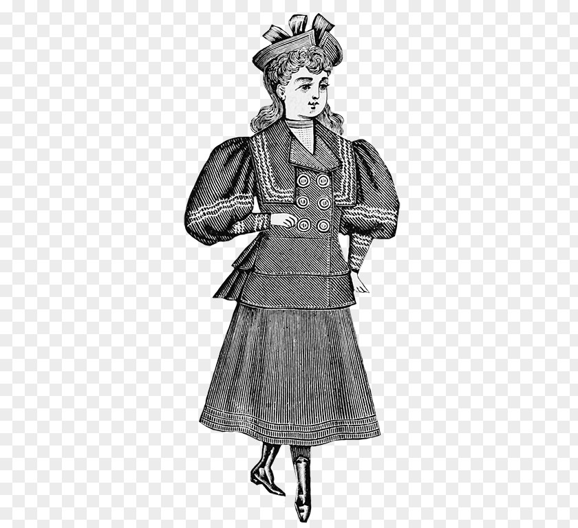 Fur Collar Coat Victorian Era Drawing Illustration Vector Graphics Clip Art PNG
