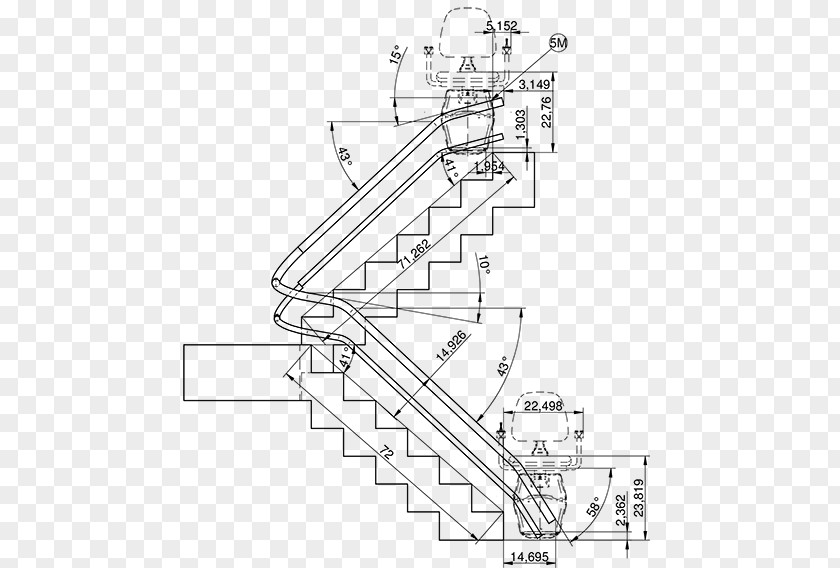 Stairs Plan Stairlift Technical Drawing Elevator Apparaat PNG