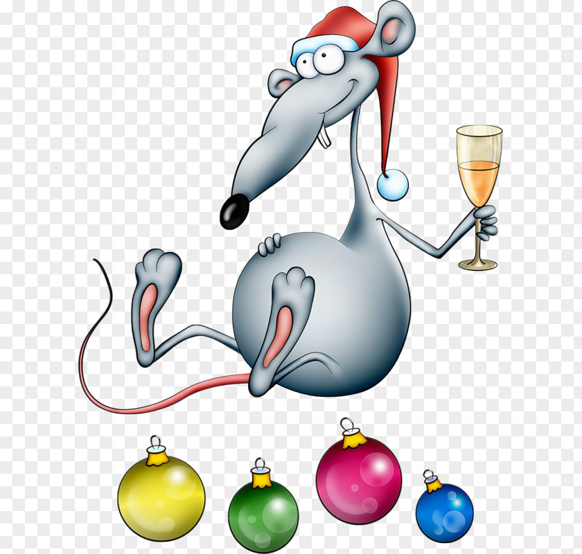 Hand-painted Mouse Christmas New Year Santa Claus PNG