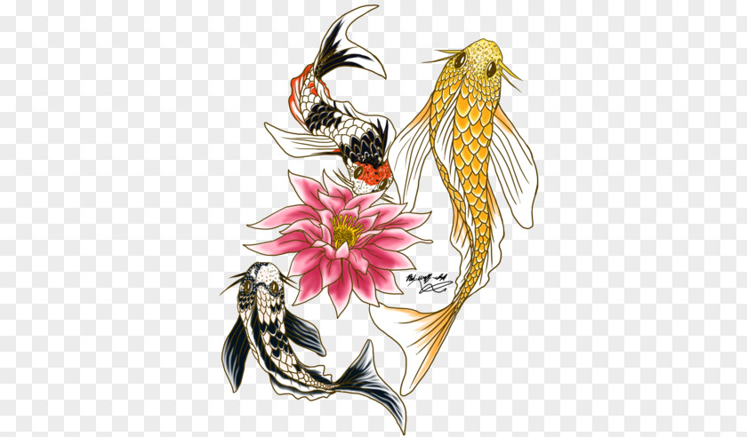Fish Butterfly Koi Tattoo Ink PNG