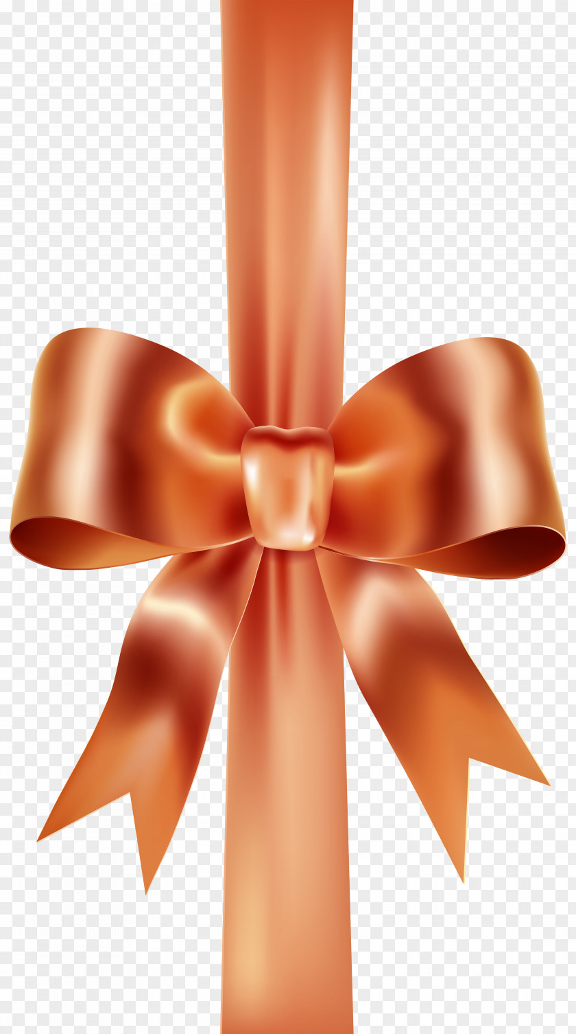 Elegant Bow With Ribbon Orange Clip Art PNG