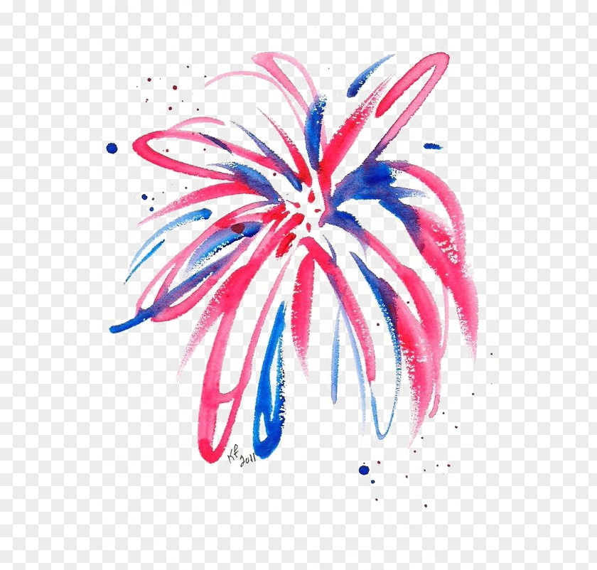 Fireworks Watercolor Painting Drawing PNG