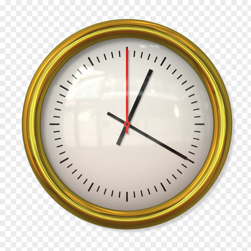 Gold Frame Clock Face Time Alarm Illustration PNG