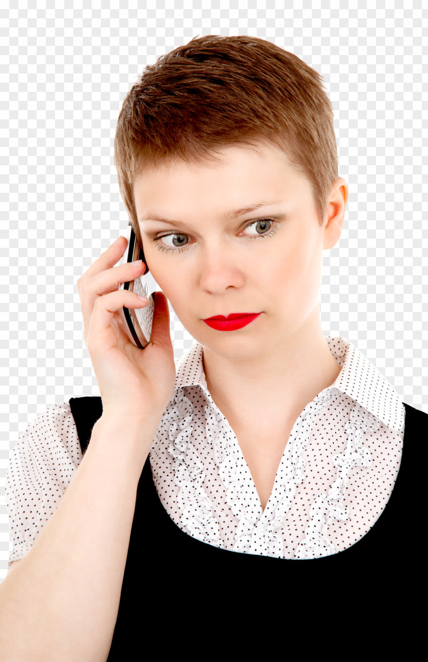 Business Woman On Mobile Phone Telephone PNG
