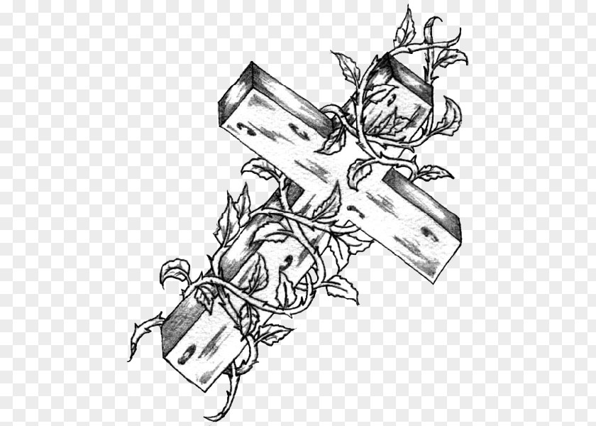 Drawings Of Crosses With Flowers Tattoo Drawing Christian Cross PNG