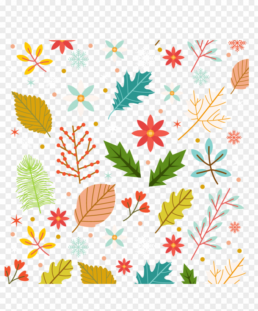 Winter Flowers And Leaves Flower Leaf PNG