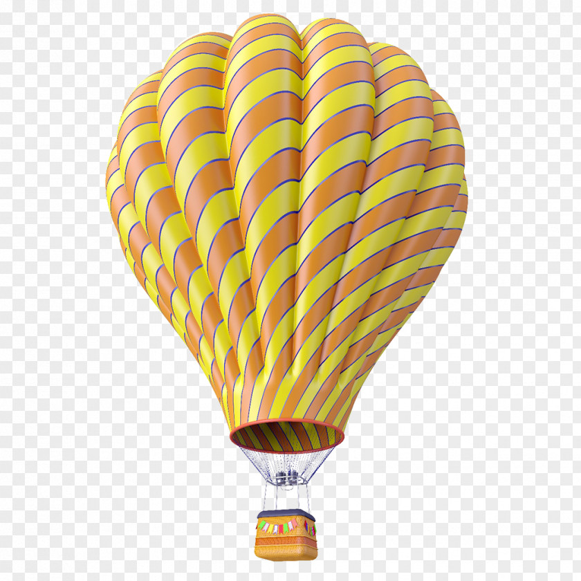 Yellow Striped Hot Air Balloon Stock Photography PNG