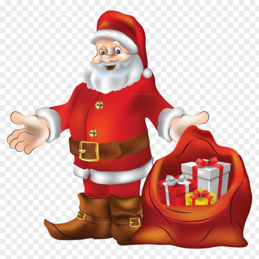 Santa Claus Christmas Gift Illustration PNG