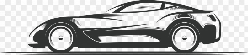 Hand-painted Sports Car Side Silhouette Illustration PNG