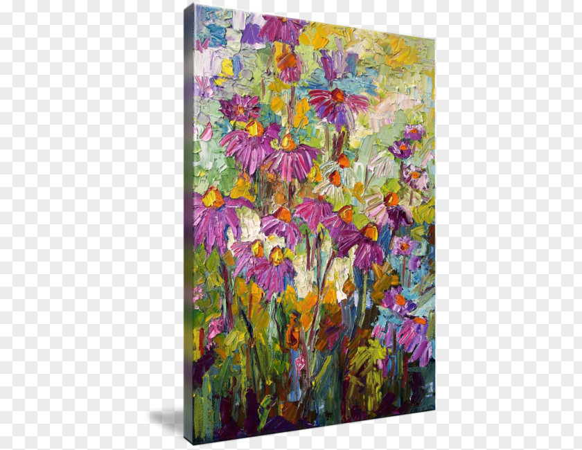 Watercolor Painting Purple Floral Design Oil Modern Art PNG