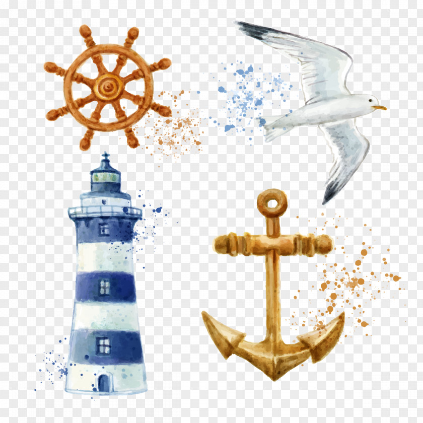 Navy Vector Elements Watercolor Painting Maritime Transport Clip Art PNG