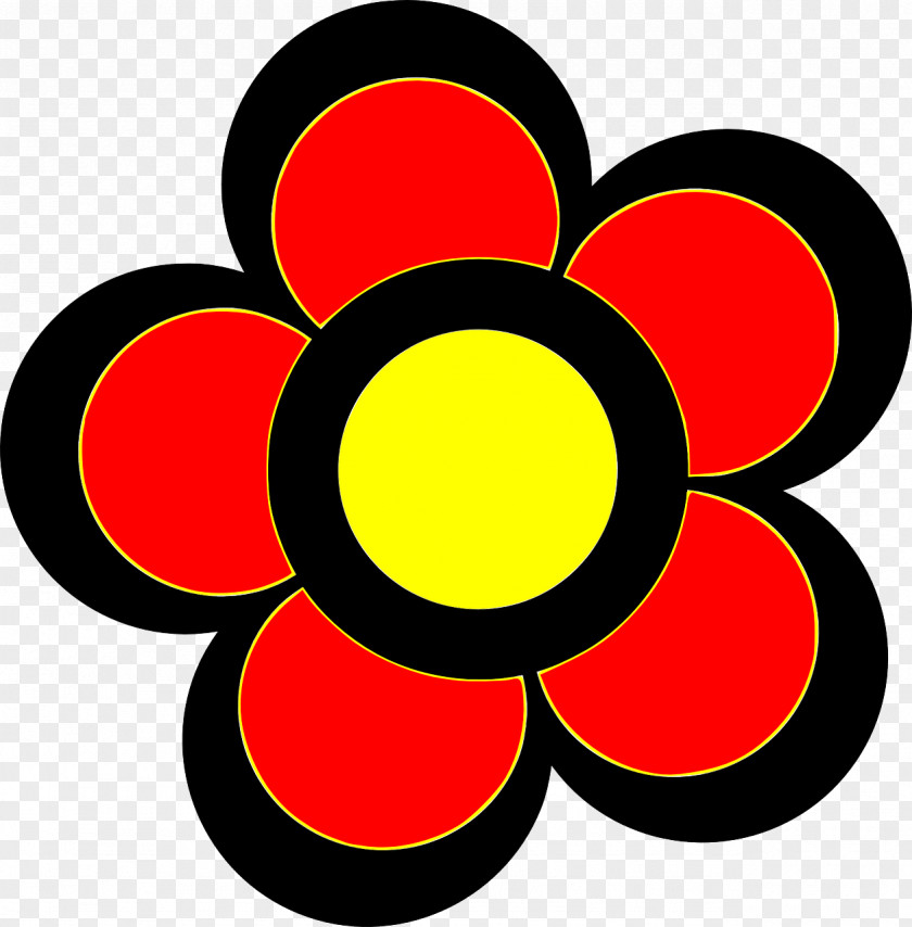 Yellow Red Coloring Book Flower Clip Art PNG