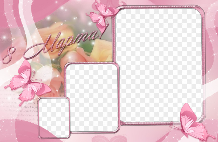 Pink Frame Butterfly PNG