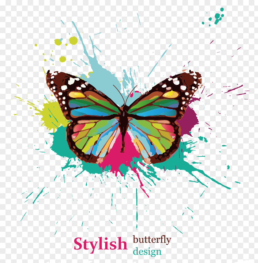 Colorful Butterfly Vector Elements Facebook Watercolor Painting PNG