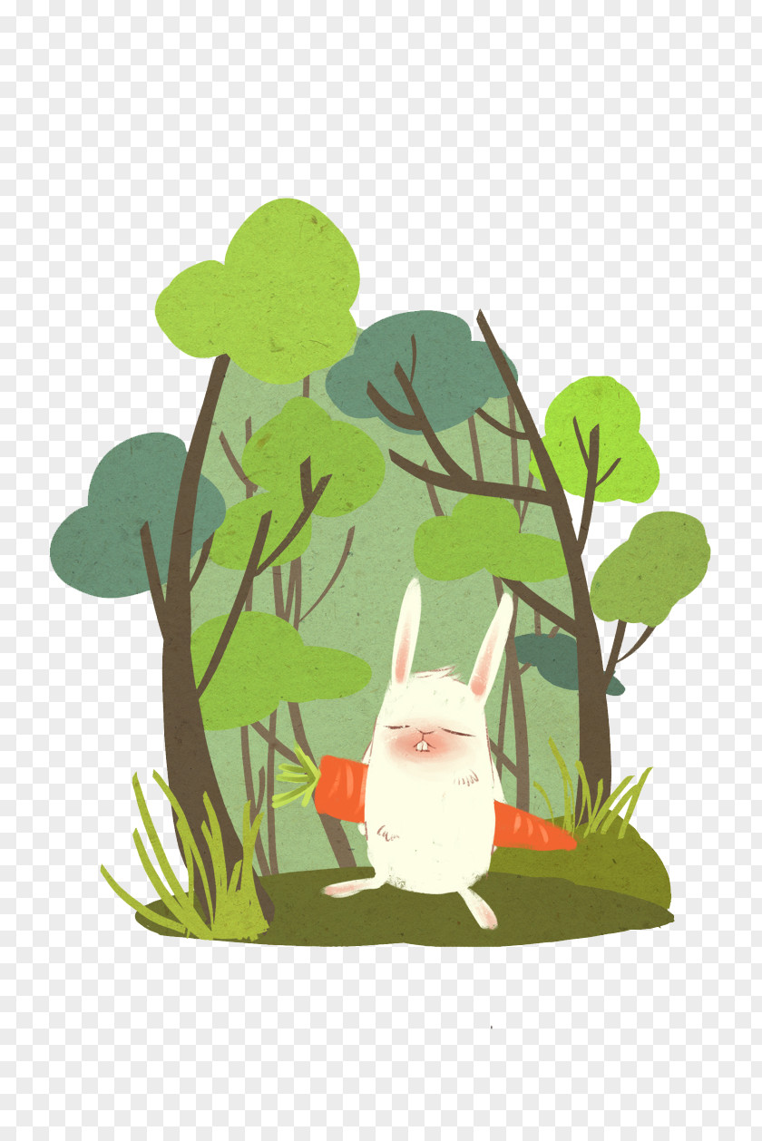 Forest Bunnies Rabbit Cartoon Illustration PNG