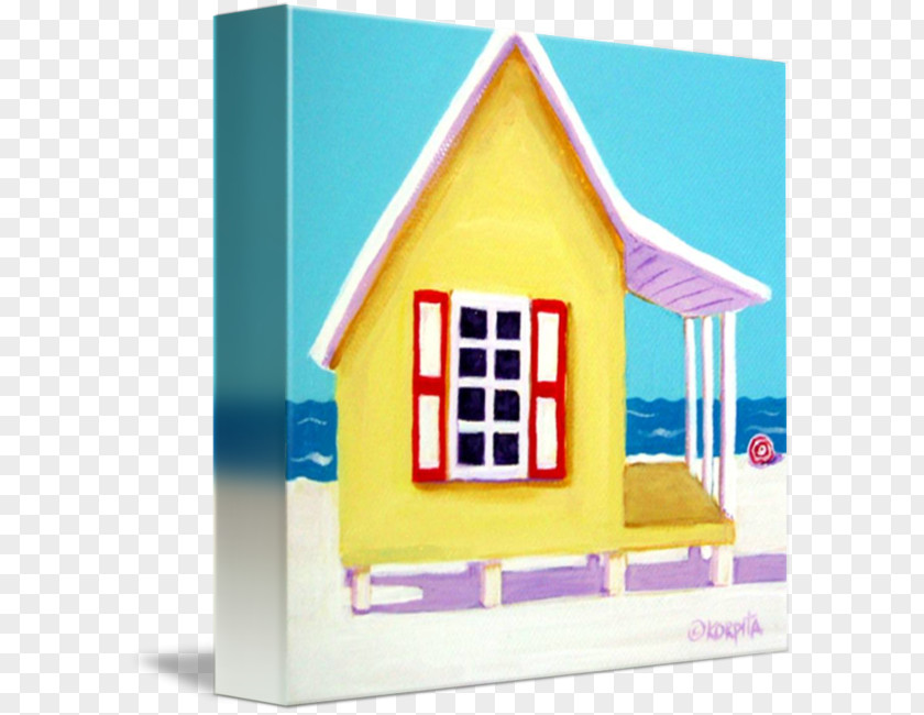 Beach Hut Painting Cottage Canvas Print PNG