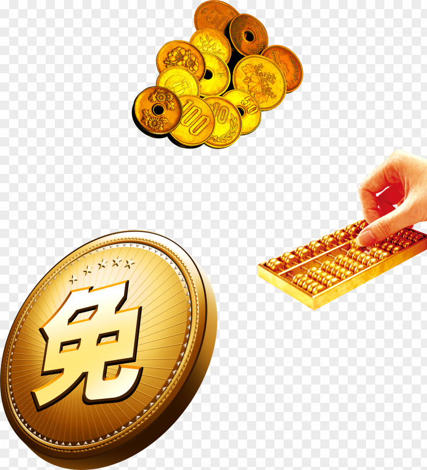 Golden Classical Abacus Gold Coin Orange PNG