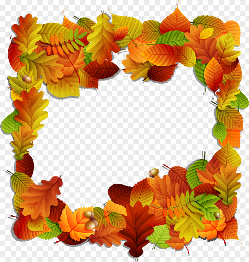 Vector Orange Autumn Leaves Picture Frame Photography Clip Art PNG