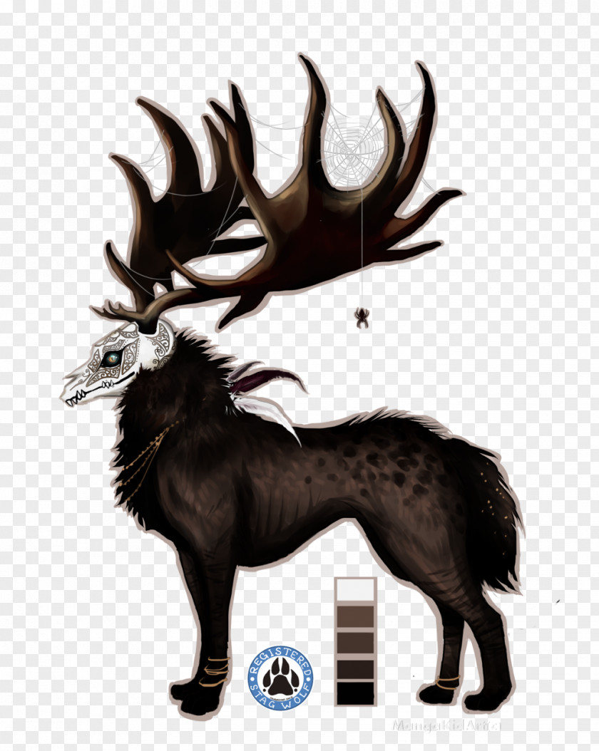 Fantasy Rogue Reindeer Antler Elk Gray Wolf PNG