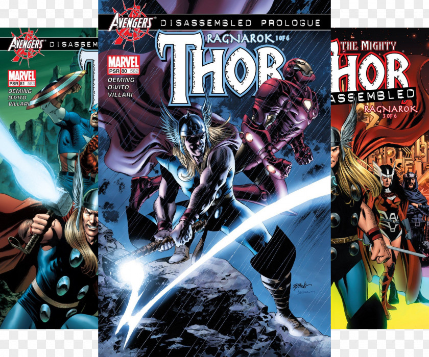 Avengers Disassembled: Iron Man, Thor & Captain America Marvel Comics PNG