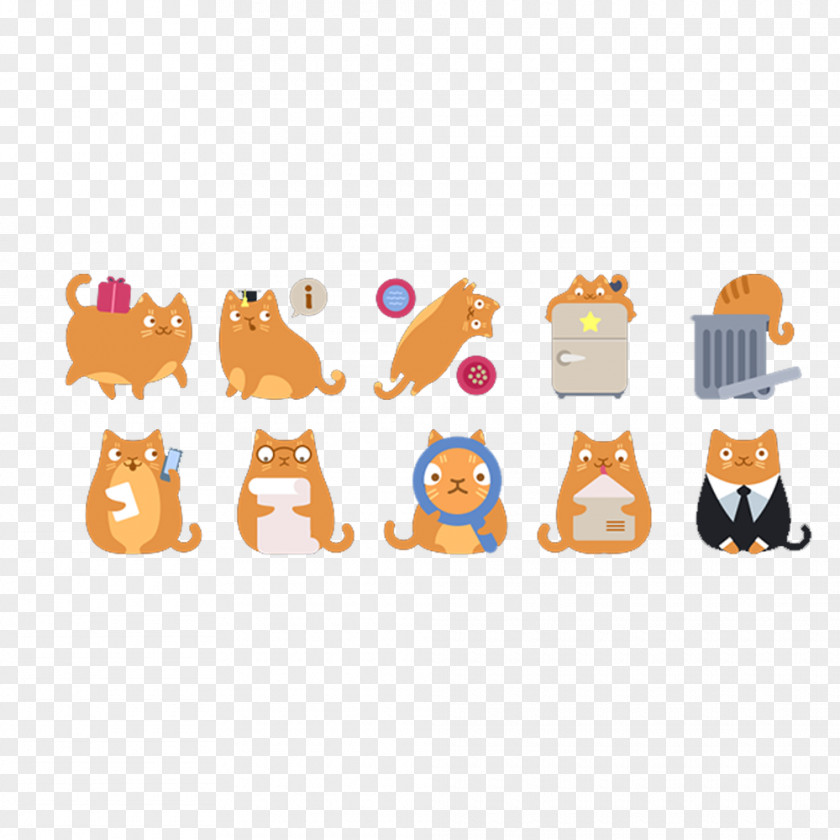 A Variety Of Small Yellow Cat Costume Icon PNG