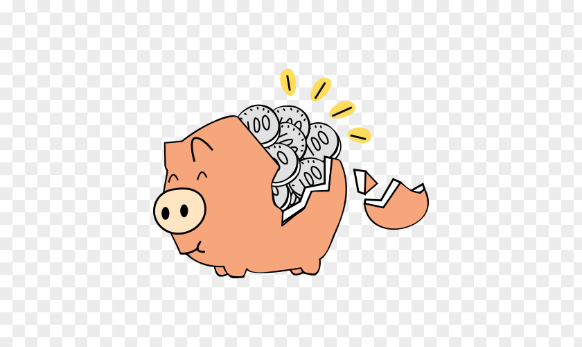 Vector Hand-painted Piggy Bank Saving PNG