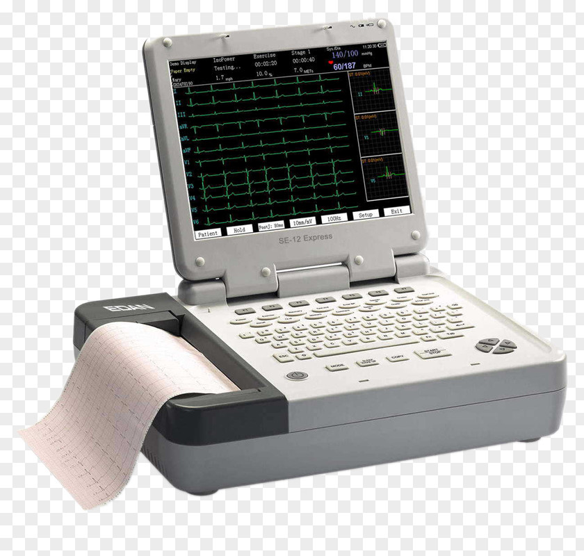 White Printer Electrocardiography Cardiac Stress Test Cardiology Edan USA Medical Diagnosis PNG