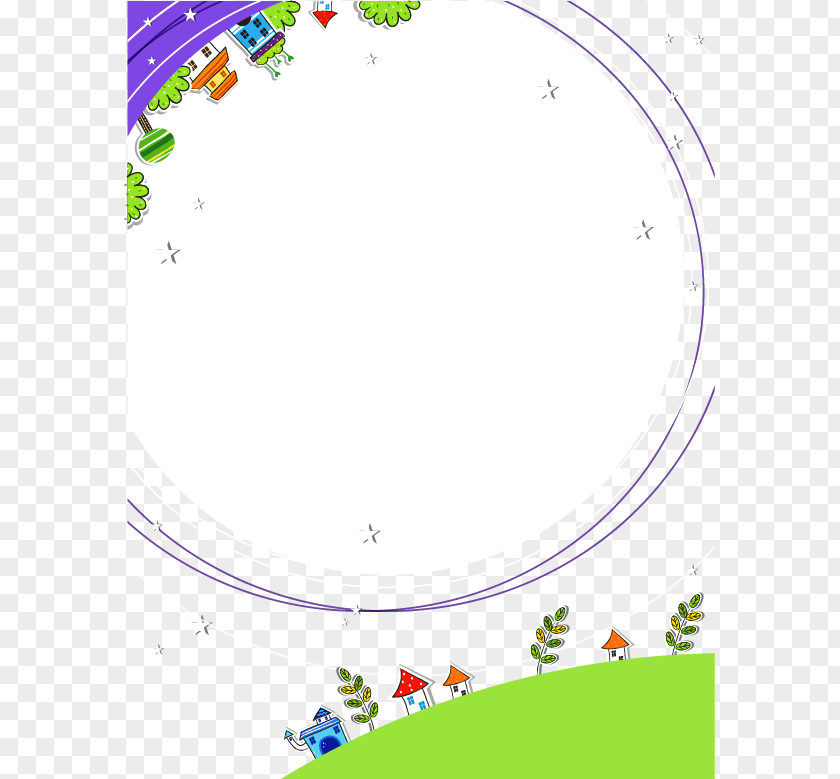 Cartoon Painted Circle Lawn Illustration PNG