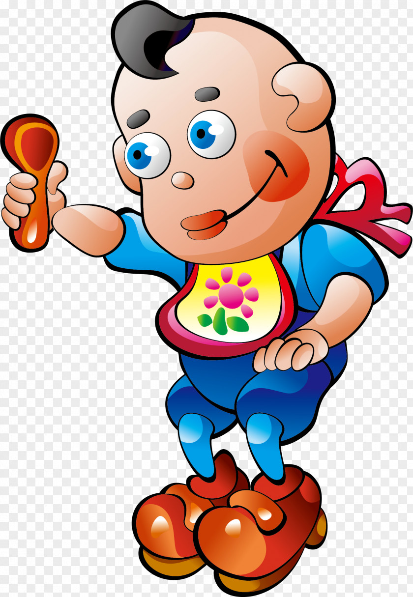 A Child With Spoon Eating Clip Art PNG