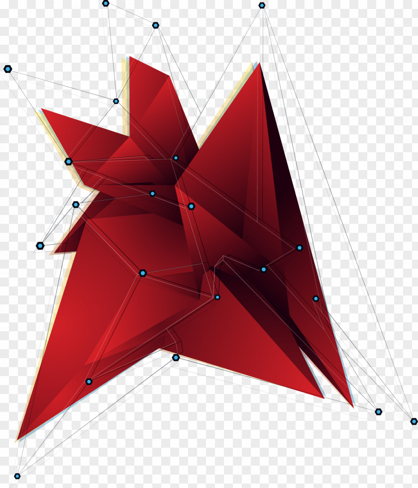 Science And Technology Triangle Vector Material Red Lines Euclidean Template PNG