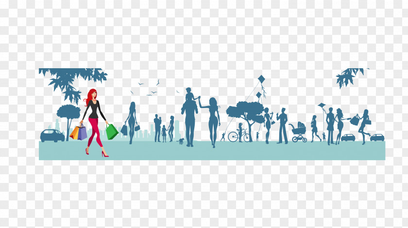 City Fashion Silhouette Illustration PNG