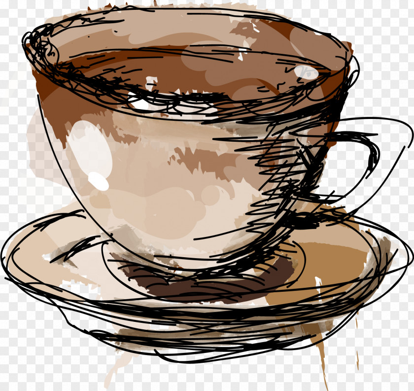 Mug Hand-drawn Line Vector Material Turkish Coffee Cup Cafe PNG