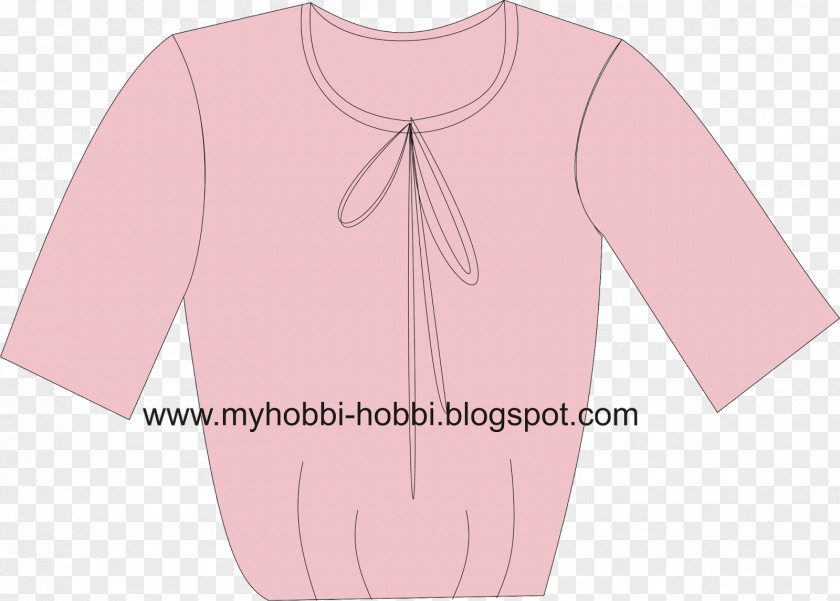 Mature Tie Blouse Shoulder Sleeve Pink M Nightwear PNG