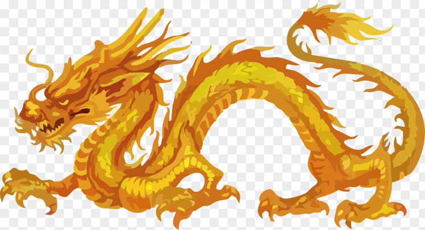 Large Golden Dragon Vector Material History Of China Chinese Japanese PNG