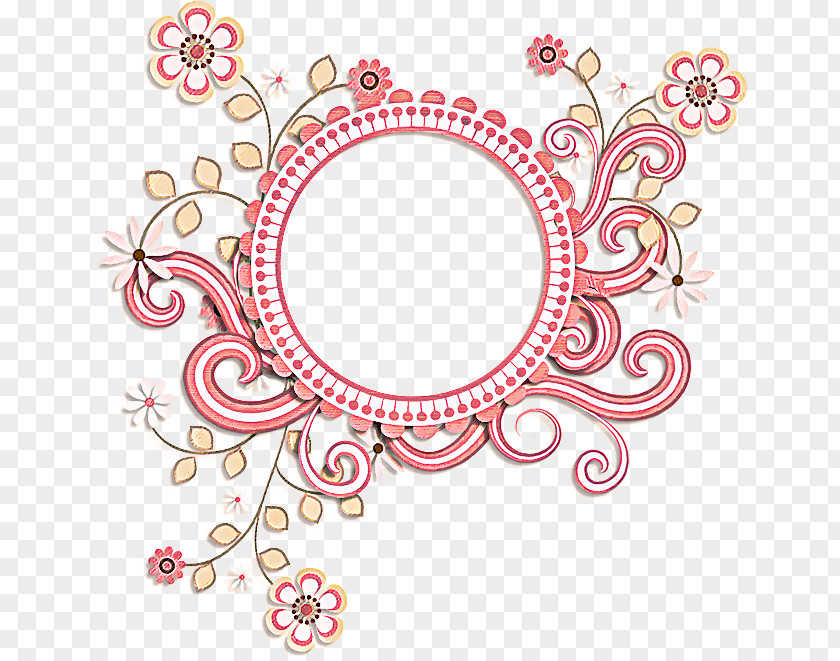 Picture Frame Paisley Pink Flower PNG