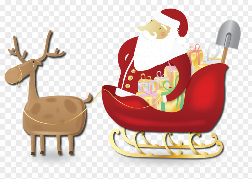 Santa Sleigh Rudolph Claus Reindeer Sled Clip Art PNG