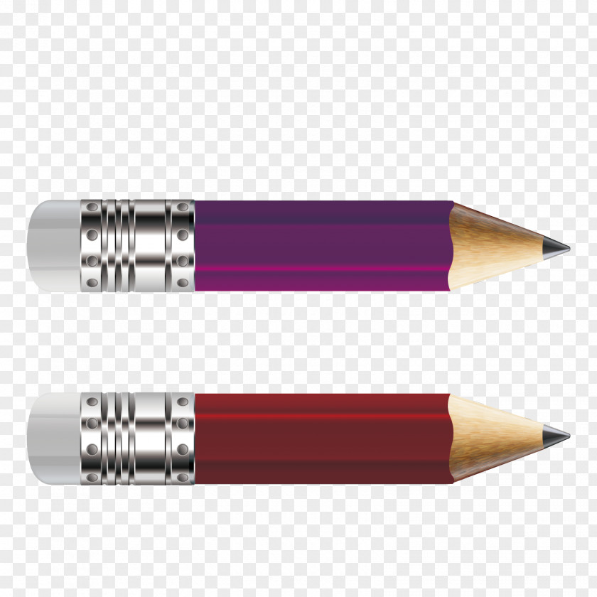 Vector Red Pencil Purple Ballpoint Pen Drawing PNG