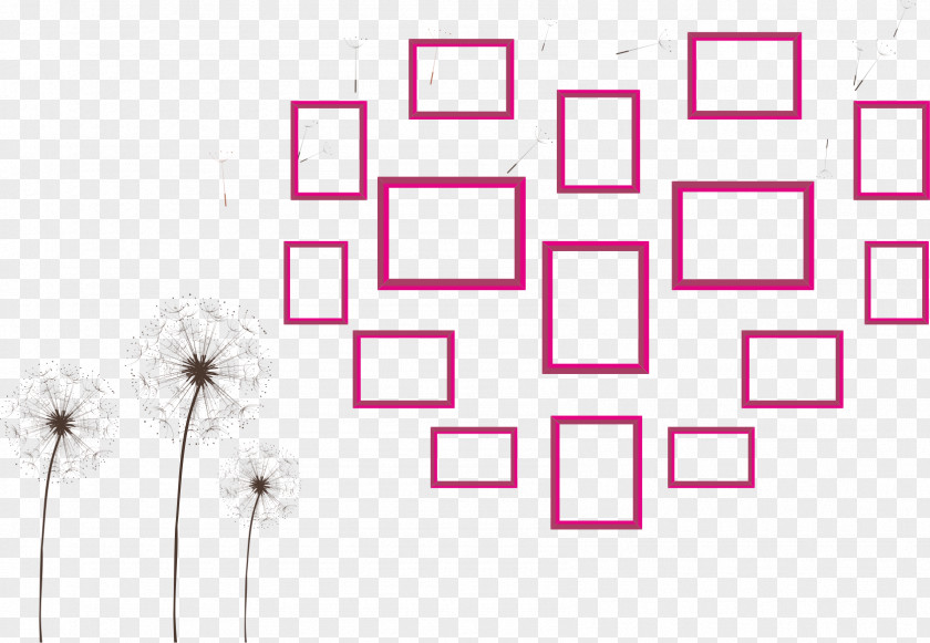 Dandelion Pink Heart-shaped Photo Wall Free Material Common Heart Euclidean Vector PNG
