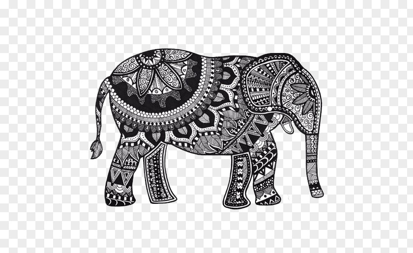 Elephant Motif T-shirt Sticker Mandala PNG