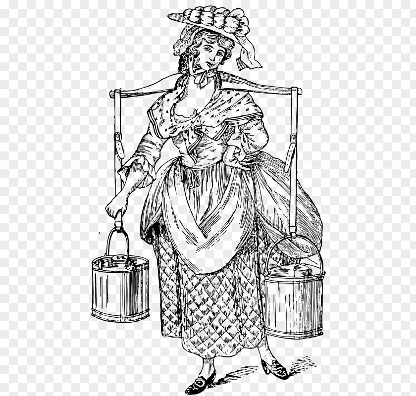 Milk Milkmaid Line Art Clip PNG