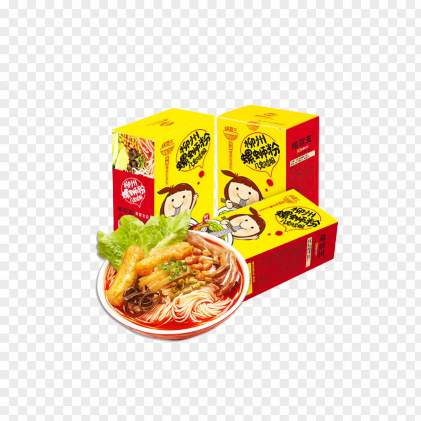 Cartoon Loaded Liuzhou Snail Powder Instant Noodle Hot And Sour Soup Soy Egg Luosifen PNG
