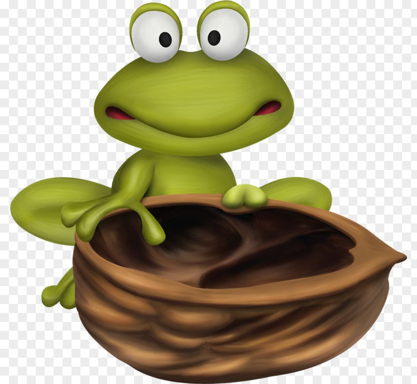 Cartoon Cute Little Green Frog Painted PNG